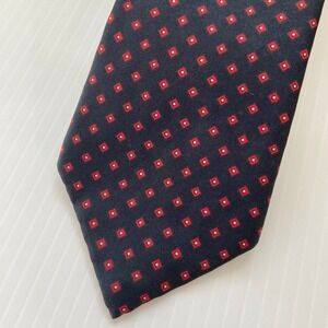 Brownstone Navy Blue‎ Red White Diamond Pattern Silk Mens Tie